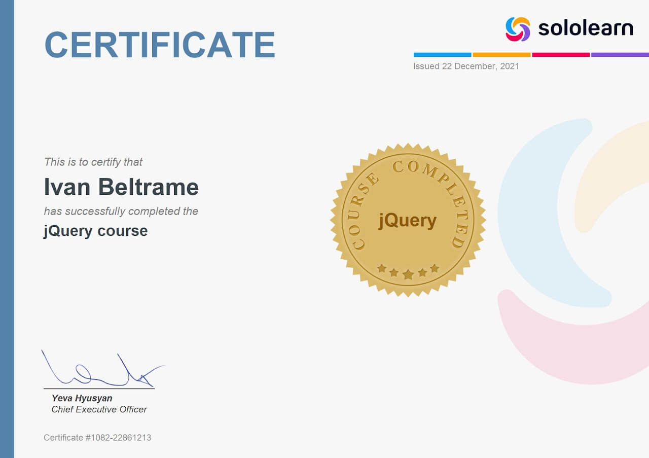Certificato JQuery